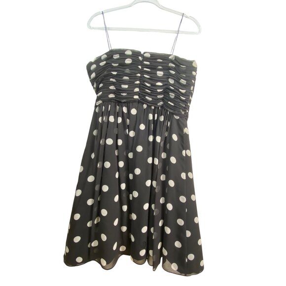 Black & White Polka Dot 100% Silk Cocktail Dress Helen Ainson Size 10 Eighties - Picture 2 of 6